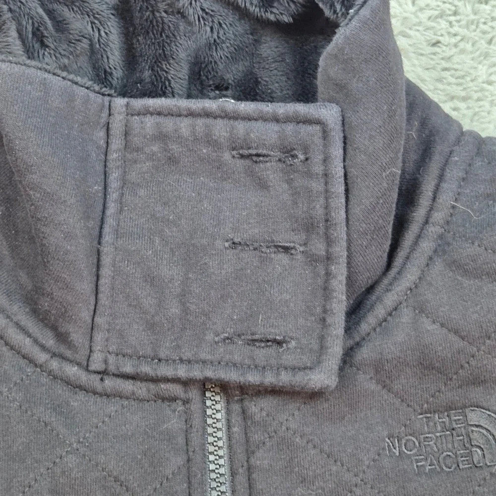 The North Face Quilted Jacket Womens S Quilted Fleece Lined Funnel Neck Black